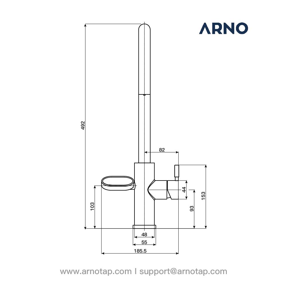 ARNO Flex Instant Boiling Water Tap -Dimensions