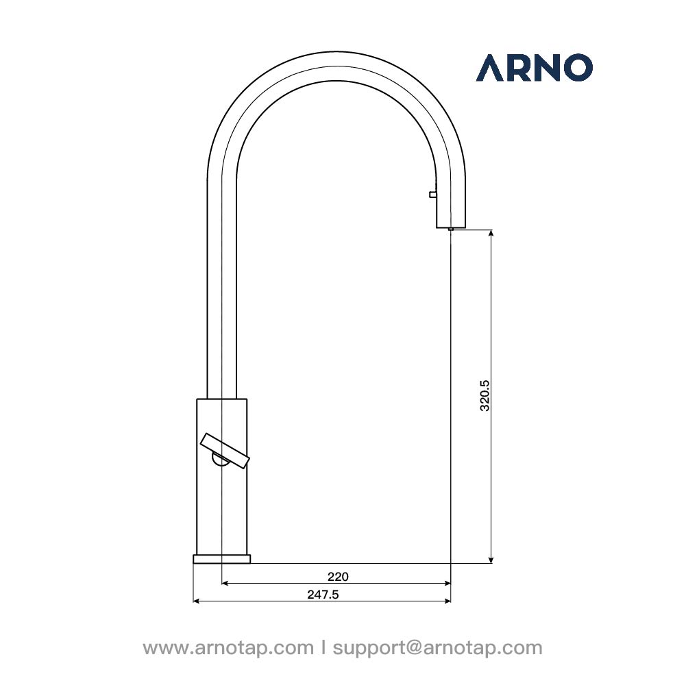 ARNO Flex Instant Boiling Water Tap -Dimensions