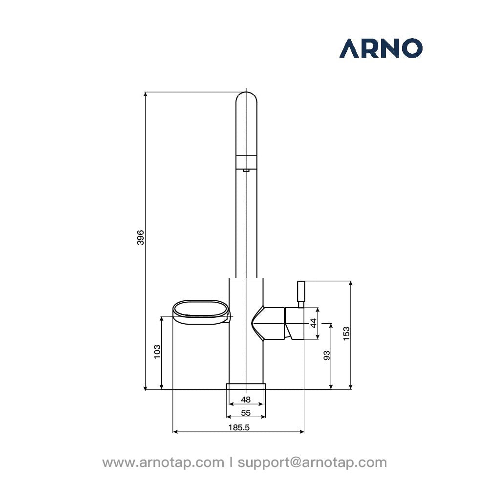 ARNO Square Instant Boiling Water Tap -Dimensions