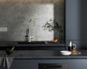 ARNO Square instant boiling water tap with digital touch screen in modern grey kitchen