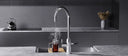 ARNO 4 in 1 Instant Boiling Hot Water Tap, chrome mechanical, in modern kitchen with steam