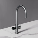 Arno Flex 5-in-1 brushed gunmetal instant boiling hot water tap on marble countertop