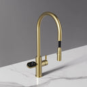 Arno gold-tone flexible 4-in-1 instant boiling hot water faucet on white marble countertop