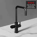 ARNO Square Digital Touch Screen 5-in-1 boiling water tap in matte black on marble counter