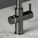 ARNO Halo brushed gunmetal boiling water tap close up LED halo ring detail standby mode