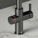 ARNO Halo brushed gunmetal boiling water tap red LED halo ring close up filtered boiling water