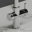 ARNO Halo 6 in 1 boiling water tap chrome paired tap standby close up detail on marble countertop