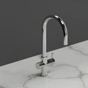 ARNO Halo instant hot water tap chrome finish side view on marble countertop