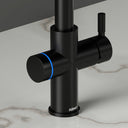 ARNO Halo matt black boiling water tap blue LED halo ring close up
