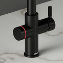 ARNO Halo matt black boiling water tap red LED halo ring close up filtered boiling water